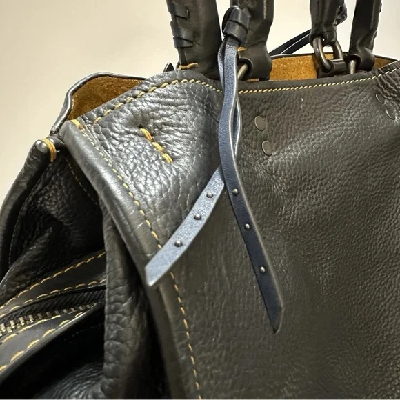 Coach Rogue 36 dark blue whipstitch double handles - Picture 15 of 16